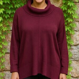 CABLE & GAUGE WOMAN Maroon Cowl Neck Sweater, 3X